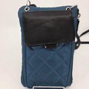 Mundi Jacqui Blue Quilted Nylon Crossbody Phone Bag Wallet